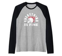 Everything Fine Skull Design Anxiety funny graphic Raglan Baseball Tee