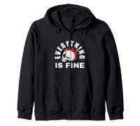 Everything Fine Skull Design Anxiety funny graphic Zip Hoodie