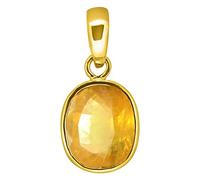 EVERYTHING GEMS 9.25 Ratti Certified Natural Ceylone Pendant of 8.50 Carats, Unheated, Untreated, Yellow Sapphire (Pukhraj Stone) Lab Certified Gemstone (Superior, Gold Plated, Natural Yellow Sapphire