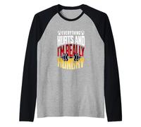 Everything Hurts and I’m Really Hungry Funny Workout Gym Mot Raglan Baseball Tee