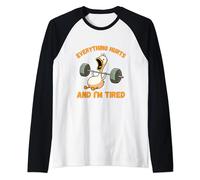 Everything Hurts And I'm Tired Duck Funny Raglan Baseball Tee
