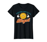 Everything I Want to Do is Illegal Retro Existential Dread Value Graphic T-Shirt, Women, Black, XS