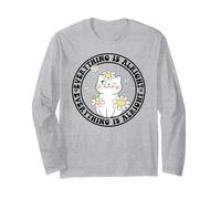 Everything is Alright Positive Quote Smile Cat Daisy Flower Long Sleeve T-Shirt