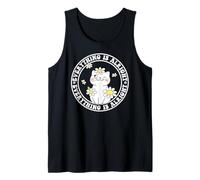 Everything is Alright Positive Quote Smile Cat Daisy Flower Tank Top