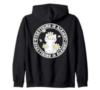Everything is Alright Positive Quote Smile Cat Daisy Flower Zip Hoodie