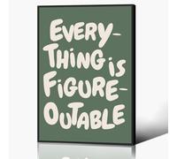 Everything Is Figureoutable Canvas, Sage Green Inspirational Quote Poster, Motivational Office Wall Art, Trendy Positive Affirmations Decor, Uplifting Daily Quotes 12x16in Framed