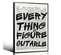 Everything Is Figureoutable Quote Poster, Vintage Black White Newspaper Canvas Wall Art, Trendy Positive Affirmations Picture Print, Inspirational Office Dorm Wall Decor 8x12in Unframed