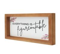 Everything is Figureoutable Sign, Office Decor for Women, Desk Decorations for Women office, Inspirational Farmhouse Cubicle Decor, Office Accessories, Office Wall Decor, Framed,12x6 Inches