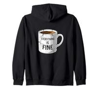 Everything Is Fine Anxiety Humor Coffee Stress Coping Zip Hoodie