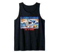 Everything is Fine Funny Meme Shark Joke Hilarious Graphic Tank Top