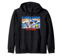 Everything Is Fine Funny Meme Shark Joke Hilarious Graphic Zip Hoodie