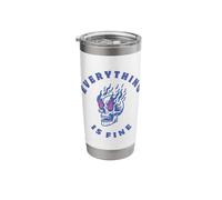 Everything is Fine | Funny Sarcastic Skull on fire Design Stainless Steel Insulated Tumbler