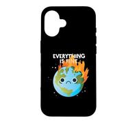 EVERYTHING IS FINE Sad Earth Day Meme Planet on Fire Climate Case for iPhone 16
