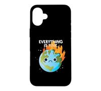 EVERYTHING IS FINE Sad Earth Day Meme Planet on Fire Climate Case for iPhone 16 Plus