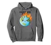 EVERYTHING IS FINE Sad Earth Day Meme Planet on Fire Pullover Hoodie