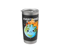 Everything is FINE Sad Earth Day Meme Planet on Fire Stainless Steel Insulated Tumbler