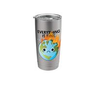 Everything is FINE Sad Earth Day Meme Planet on Fire Stainless Steel Insulated Tumbler