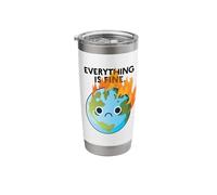Everything is FINE Sad Earth Day Meme Planet on Fire Stainless Steel Insulated Tumbler