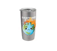 Everything is FINE Sad Earth Day Meme Planet on Fire Stainless Steel Insulated Tumbler