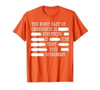 Everything is Fine Trust Your Government Censorship T-Shirt, Men, Orange, Large