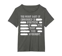 Everything is Fine Trust Your Government Censorship T-Shirt, Women's Plus, Asphalt Grey, 1X