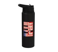 Everything is Fine Trust Your Government Redacted USA Flag Stainless Steel Insulated Water Bottle