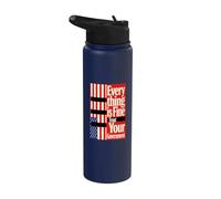Everything is Fine Trust Your Government Redacted USA Flag Stainless Steel Insulated Water Bottle