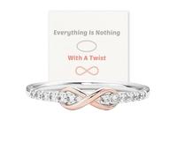 Everything Is Nothing With A Twist Infinity Band Ring, S925 Sterling Silver Infinity Knot Forever Ring for Women, Pink Zirconia Promise Stackable Engagement Wedding Bands Rings for Her (White, 8)