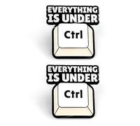 Everything Is Under CTRL Keyboard Button Gift Pin Badges, IT/Mac/PC Themed, Black & White, 3 x 2.5 cm, Set of 2