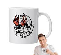 Everything is well coffee mug, coffee mug with skull, everything is well skull milk mug - ceramic water cup, halloween mugs for milk, hot cocoa, coffee, tea, coffee mug with ca
