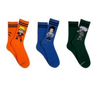 Everything Legwear Naruto Shippuden Crew Socks (3 Pair) - Naruto, Kakashi, Sasuke - One Size Fits Most, Naruto Kakaski Sasuke 3pr Crew, One Size