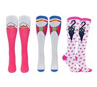 Everything Legwear Sailor Moon Socks Cosplay (3 Pair) - (Women) Sailor Moon Gifts Knee High Costume Socks - Fits Shoe Size: 4-10 (Ladies)