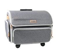 Everything Mary 4 Wheel Collapsible Deluxe Sewing Machine Storage Case, Heather Grey - Rolling Trolley Carrying Bag Compatible with for Brother, Singer & Most Machines