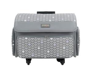 Everything Mary 4 Wheel Collapsible Deluxe Sewing Machine Storage Case, Purple Floral - Rolling Trolley Carrying Bag Compatible with Brother, Singer, and Most Machines