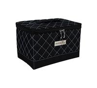 Everything Mary Collapsible Sewing Kit Organizer Box, Black & Blue Quilted - Supplies Storage Basket for Supplies and Accessories - Organization for Thread, Needles, Notions & Scissors