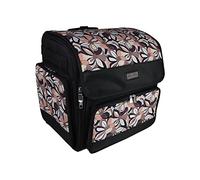 Everything Mary Deluxe Collapsible Rolling Craft Bag, Brown Floral - Scrapbook Tote Bag with Wheels for Scrapbooking & Art - Travel Organizer Storage