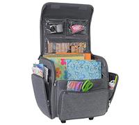 Everything Mary Deluxe Rolling Craft Case, Heather - Scrapbook Tote Bag w/Wheels for Scrapbooking & Art - Travel Organizer Storage for IRIS Boxes - for Teachers & Medical