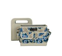 Everything Mary Desktop Tote Organizer - Tan Floral Craft Bag - Portable Storage for Art Supplies, Sewing, Scrapbooking, DIY Tools & Creative Project Organization