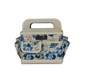 Everything Mary Desktop Tote Organizer - Tan Floral Craft Bag - Portable Storage for Art Supplies, Sewing, Scrapbooking, DIY Tools & Creative Project Organization