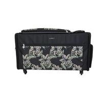 Everything Mary Jumbo Rolling Sewing Machine Case - Black Floral Organizer with 5 Heavy-Duty Wheels - Compatible with Large Brother & Singer Sewing Machines - Durable Tote