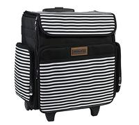 Everything Mary Rolling Craft Bag, Black & White Stripe - Papercraft Tote with Wheels for Scrapbook & Art Storage - Organizer Case for IRIS Boxes, Supplies, and Accessories - for Teachers & Medical