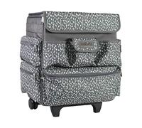 Everything Mary Teacher Rolling Tote, Grey & White - Wheeled Teacher Tote Bag - Trolly for Teaching, Office, Craft, & Cleaning Supplies