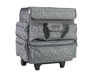 Everything Mary Teacher Rolling Tote, Grey & White - Wheeled Teacher Tote Bag - Trolly for Teaching, Office, Craft, & Cleaning Supplies