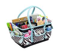 Everything Mary Teal Geometric Deluxe Store and Tote - Storage Craft Bag Organizer for Crafts, Sewing, Paper, Art, Desk, Canvas, Supplies Storage Organization with Handles for Travel