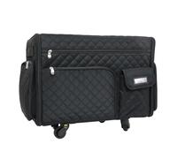 Everything Mary XL Flat-Top Rolling Sewing Machine Case - Black Quilted Craft Bag with Wheels - Portable Storage Organizer for Sewing, Scrapbooking & Craft Supplies