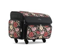 Everything Mary XL Rolling Sewing Machine Case | 4 Spinner Wheels | Red & Tan Floral