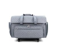 Everything Mary XXL 4 Wheel Collapsible Rolling Sewing Machine Storage Case, Grey Quilted