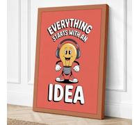 Everything Starts With an Canvas Wall Art Print 24x16 Inch