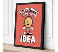 Everything Starts With an Canvas Wall Art Print 24x16 Inch