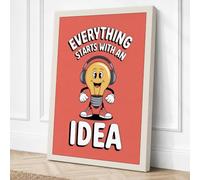 Everything Starts With an Canvas Wall Art Print 30x20 Inch